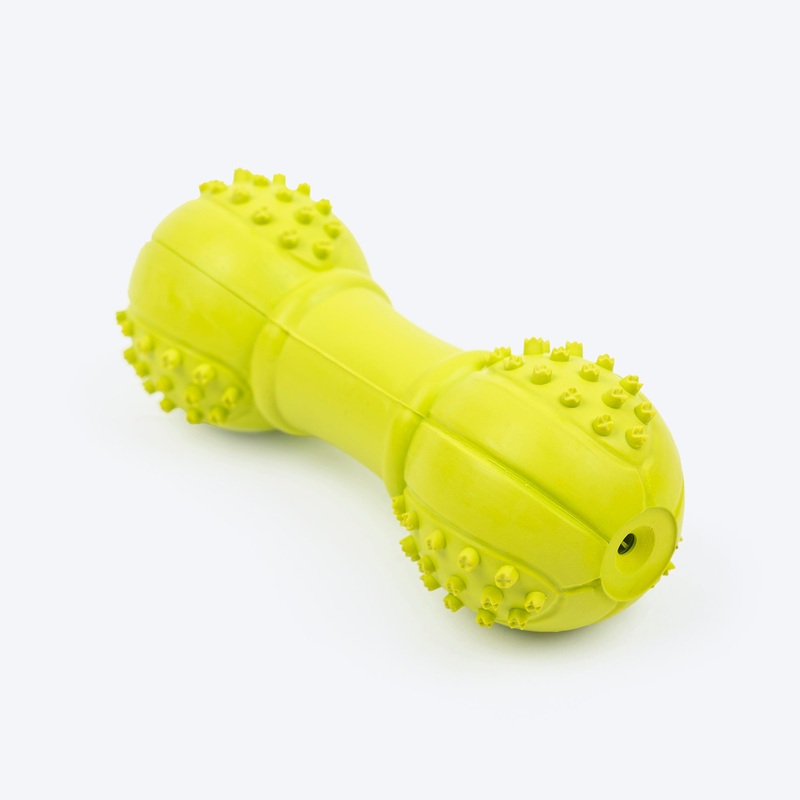 TLC Oval Textured Dumbbell Squeaky Chew Toy For Dog – Green