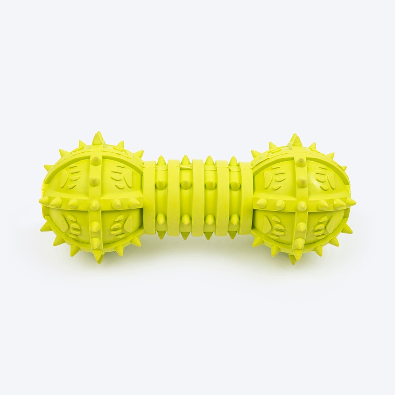 TLC Spiky Dumbbell Squeaky Chew Toy For Dog – Green