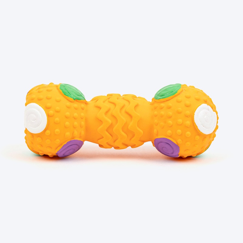 TLC Spiral Dumbbell Squeaky Chew Toy For Dog – Orange