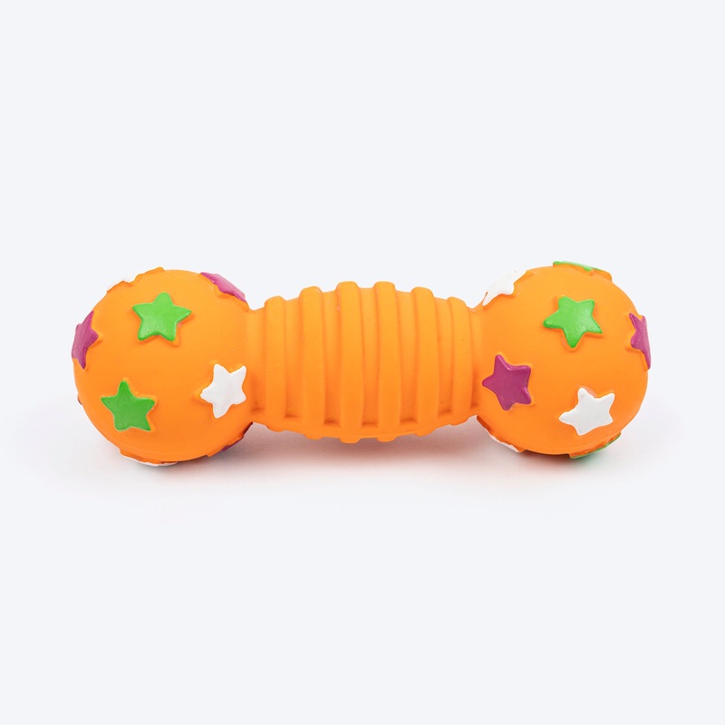 TLC Stary Dumbbell Squeaky Chew Toy For Dog – Orange