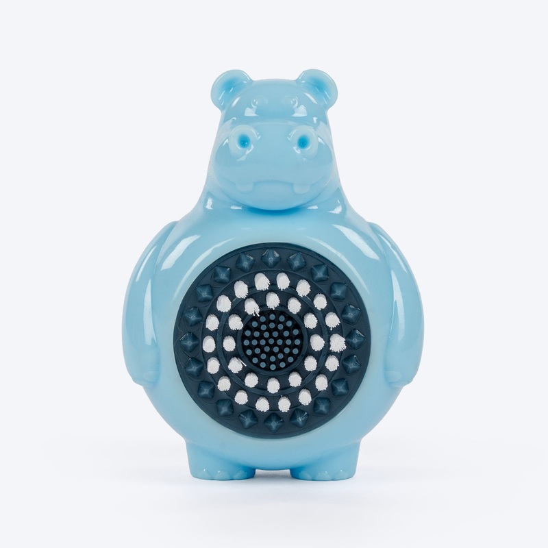 HUFT Brush Buddy Hippo Chew Toy For Dog – Blue