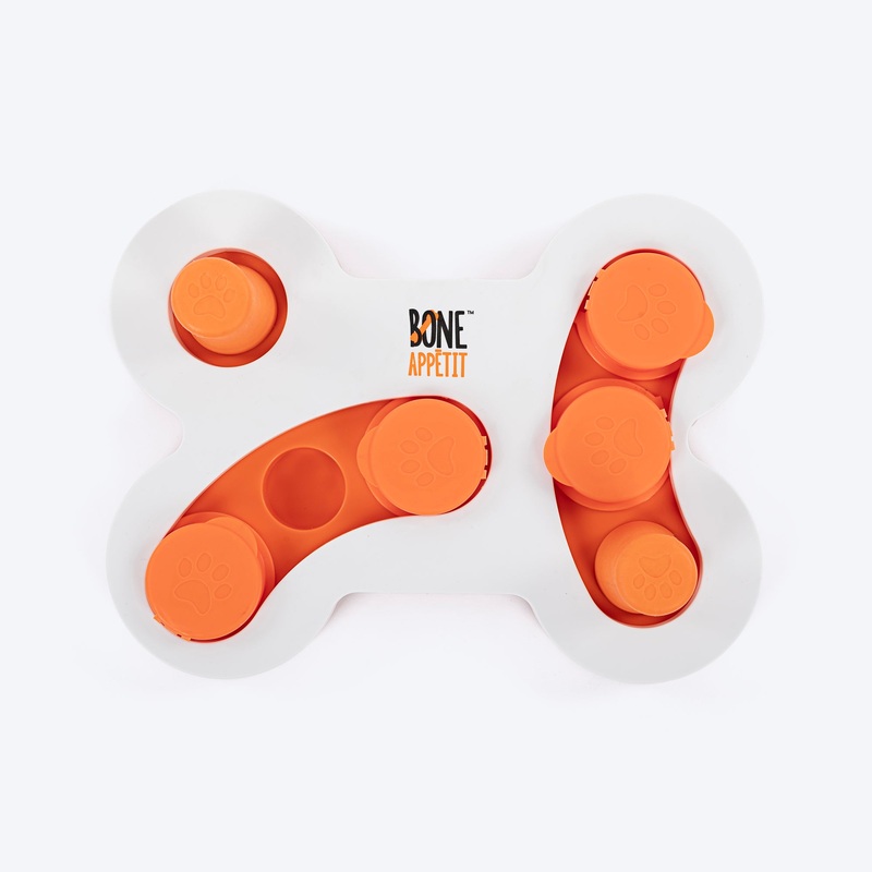 HUFT Flip ‘n Slide Treat Dispensing Interactive Toy For Dog – White & Orange