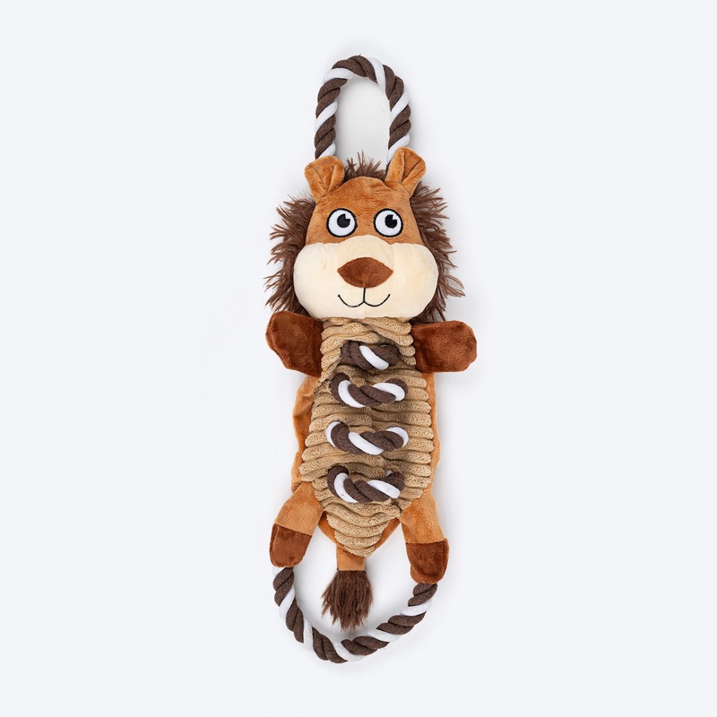 HUFT Lion With Rope Plush Toy For Dog – Brown