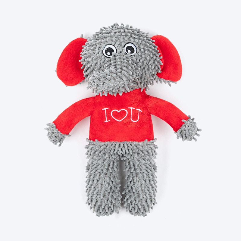 HUFT Lovey Dovey Squeaky Plush Toy For Dog – Grey & Red