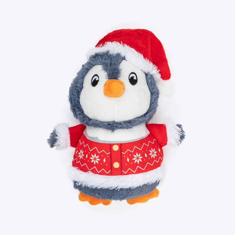 HUFT Merry Penguin Squeaky Plush Toy For Dog – Slate Blue