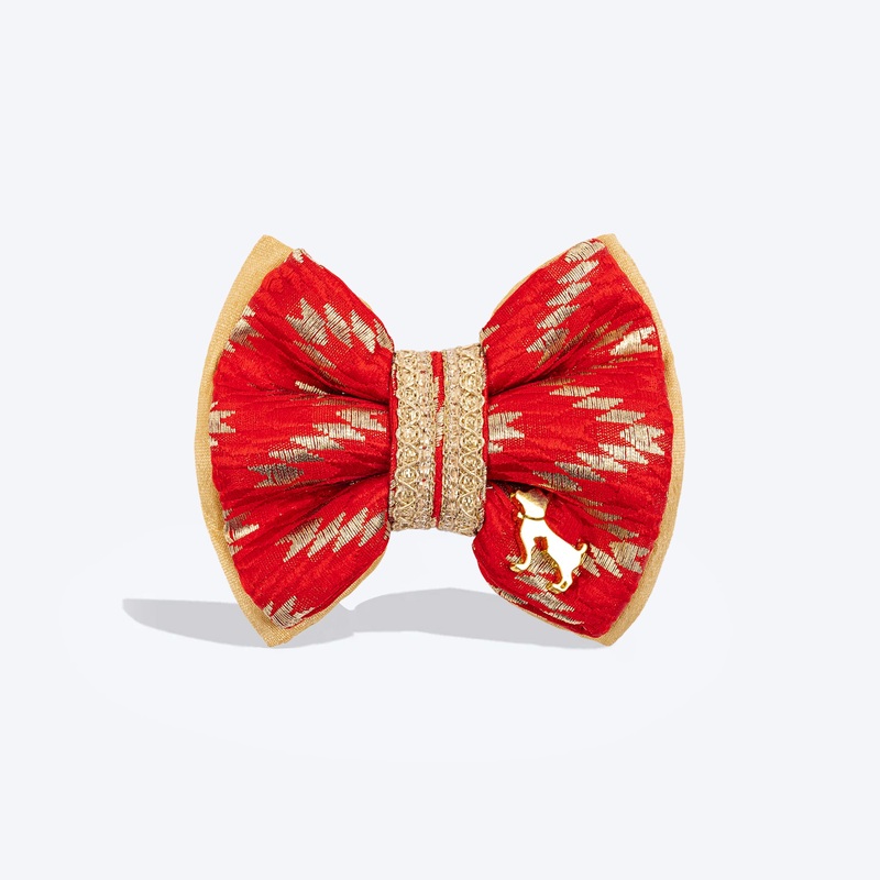HUFT Rajwada Chevron Bow Tie For Dog – Red