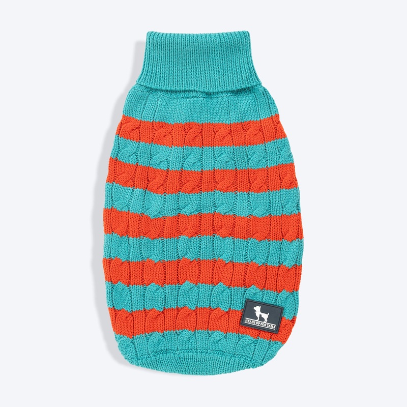 HUFT Snug Stripes Sweater For Cat – Turquoise & Orange