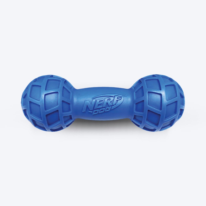 NERF DOG EXO Micro Squeak Barbell Chew Toy For Dog – Blue