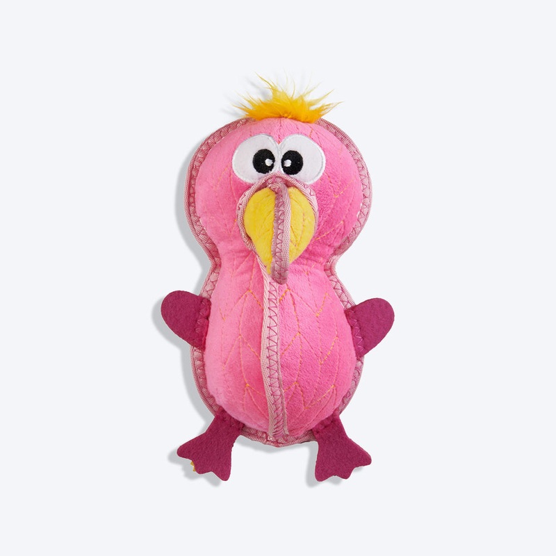 Outward Hound Flamingo Xtreme Seamz Plush Toy For Dog – Pink – M