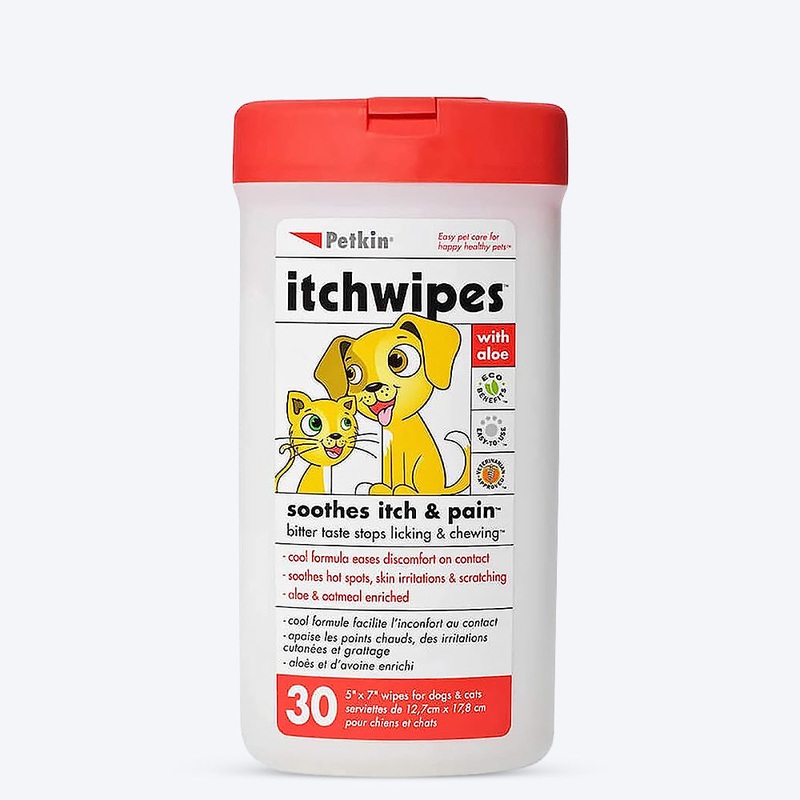 Petkin Itch Wipes for Dogs and Cats – 30 wipes