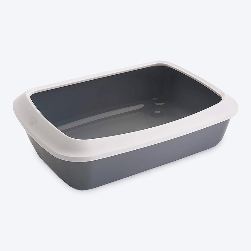 Savic Iriz Cat Litter Tray with Rim – Grey – 19.5 x 14.4 x 5.5 inch