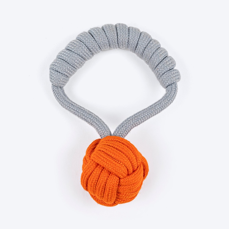 TLC Tug-A-Ball Rope Toy For Dog – Orange & Grey
