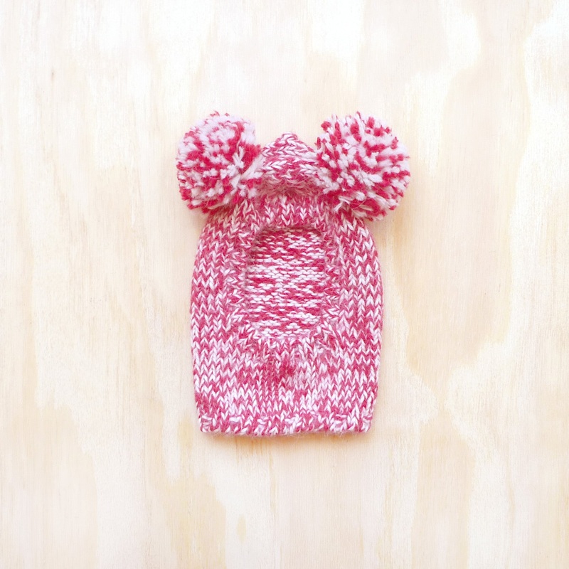 Pom Pom Sweater Hood –  Marled Cherry Pink