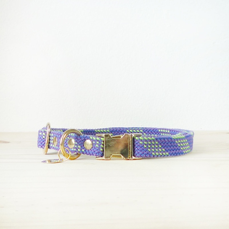 Saimin Flat Rope Collar – Purple Mint