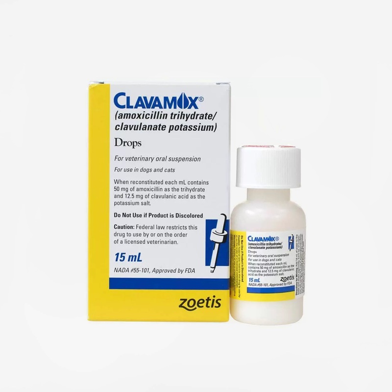 Clavamox (suspension) (Rx)|62.5 mg/ml|15 ml