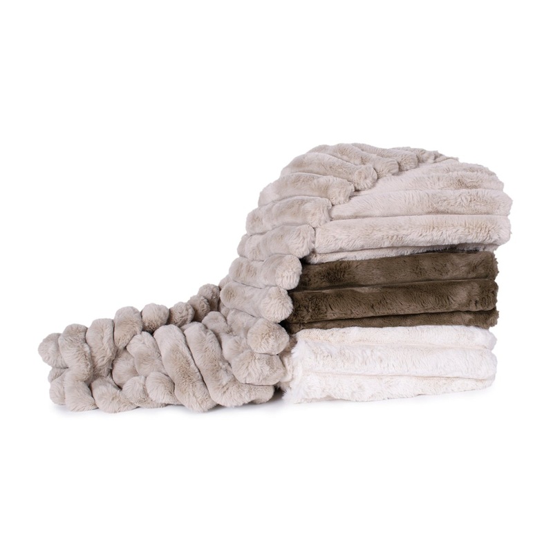 Lux Faux Fur Throw|Ivory|Dark Brown|Beige