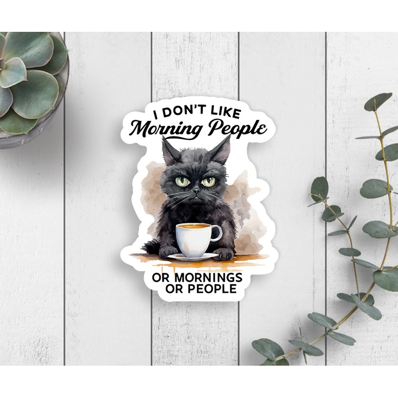 Morning People Cat Vinyl Sticker