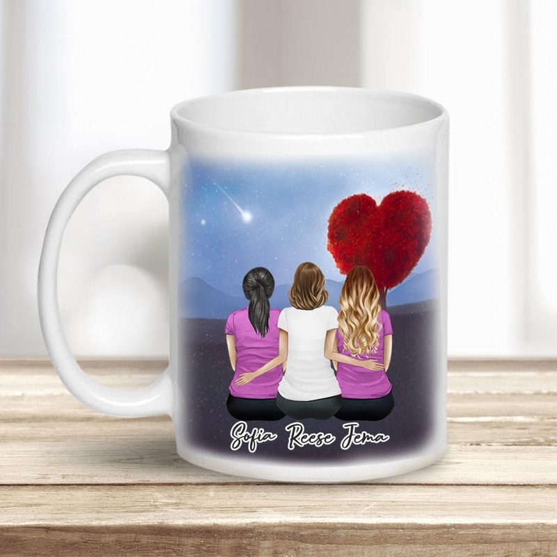 Heart Tree Personalized Best Friend Sister Coffee Mug