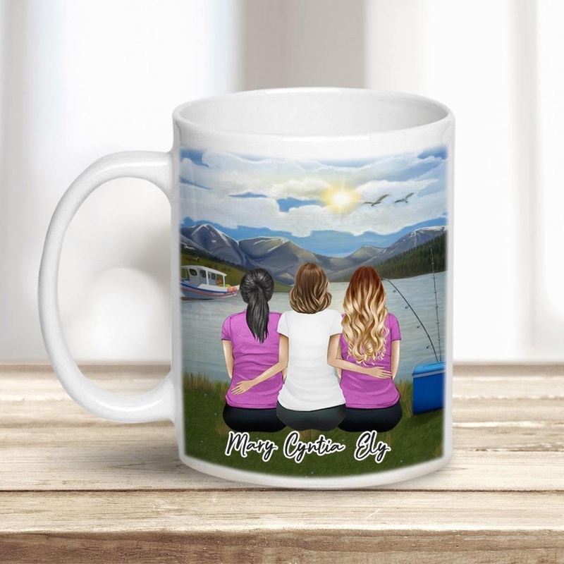 Lake & Mountain Personalized Best Friend Sister Coffee Mug