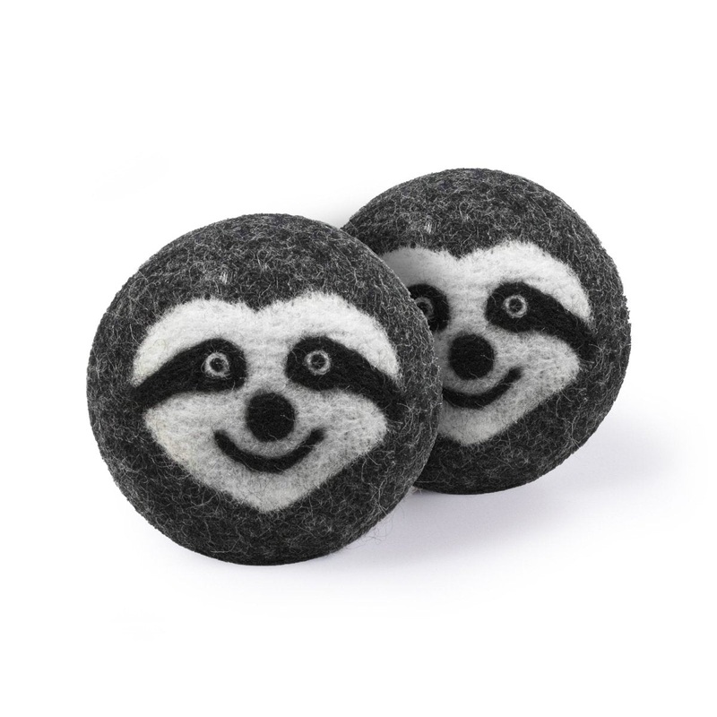 Natural Wool Ball with Sloth Face Dog Toy