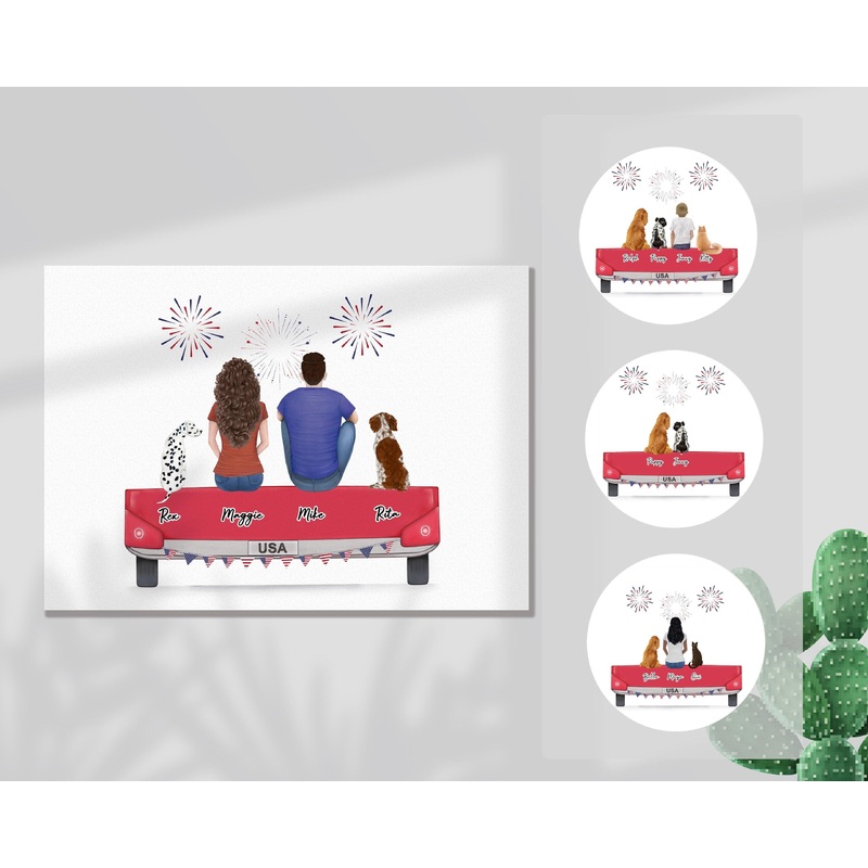 4th of  July Personalized Pet & Owner Wrapped Canvas