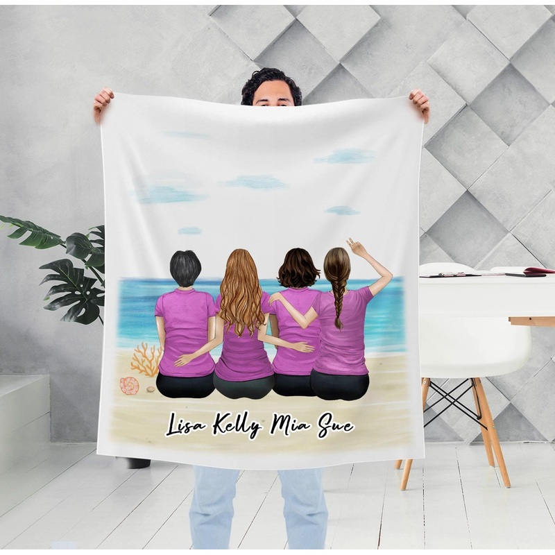 Beach Sand Personalized Best Friend Sister Blanket