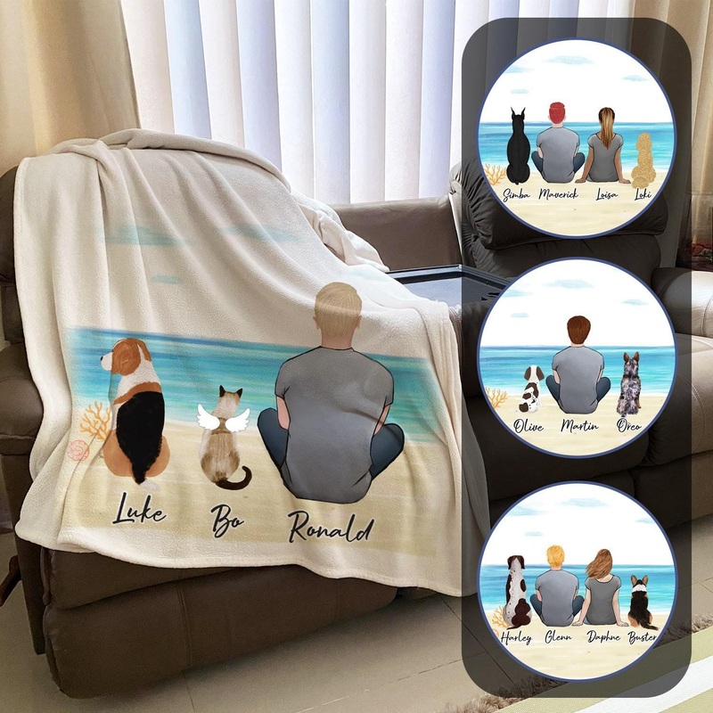 Beach Sand Personalized Pet & Owner Blanket – Custom Printed