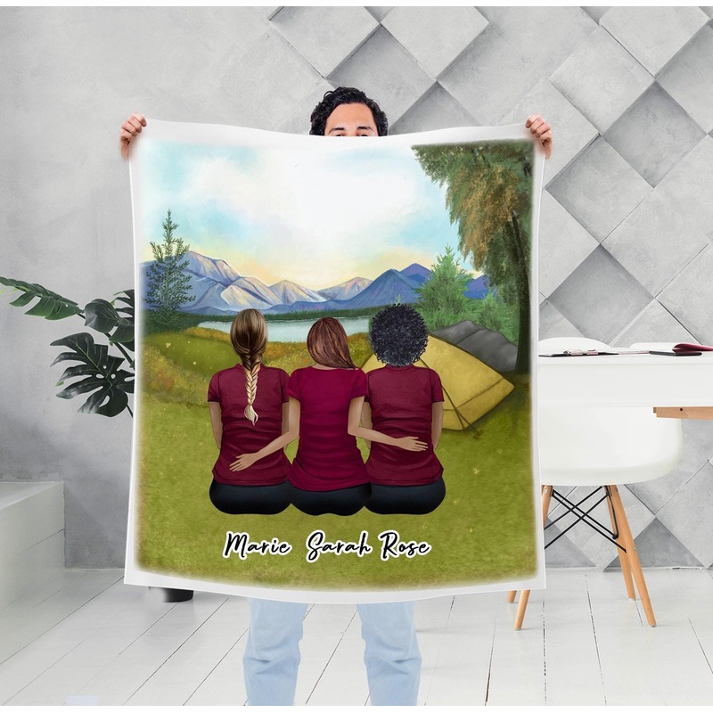 Camping Personalized Best Friend Sister Blanket
