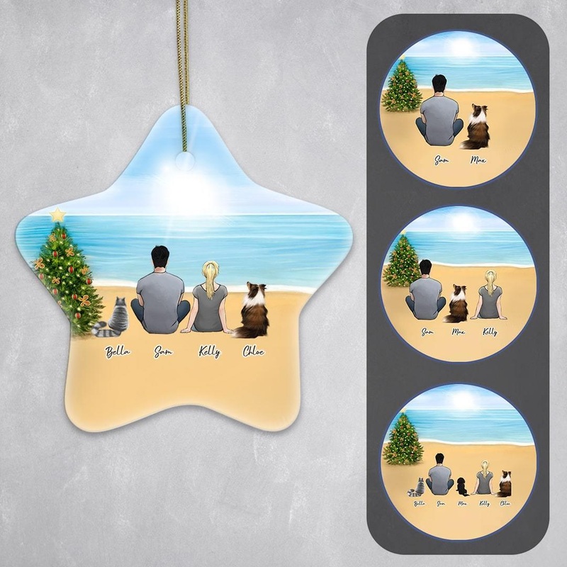 Christmas Beach Star Ornament – Personalized Pet & Owner