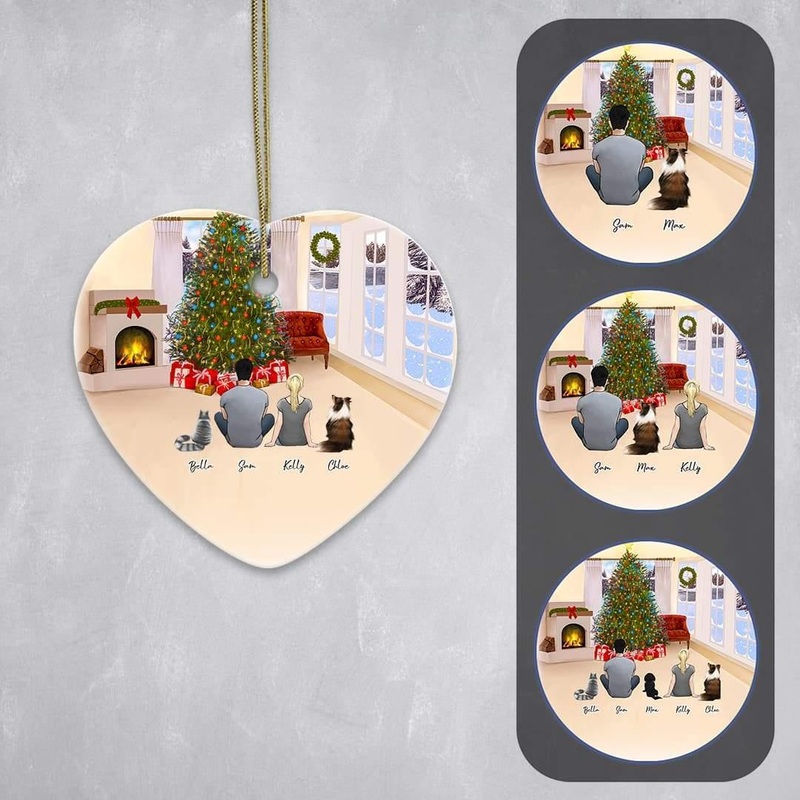 Christmas Living Room Heart Ornament – Pet & Owner Personalized