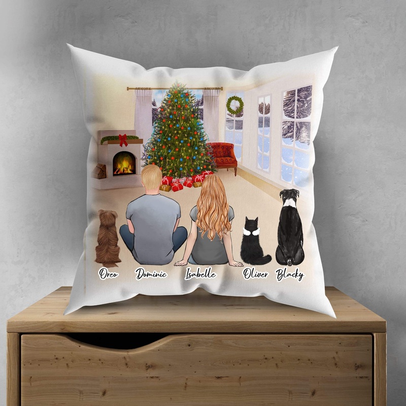 Christmas Living Room Personalized Pet & Owner Pillow