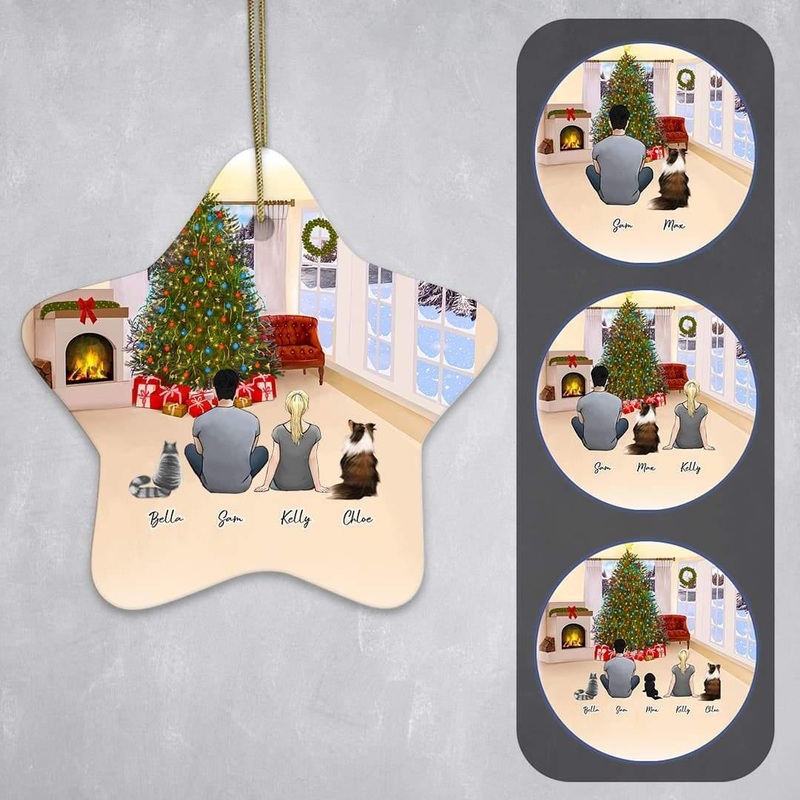 Christmas Living Room Star Ornament – Personalized Pet & Owner Backyard