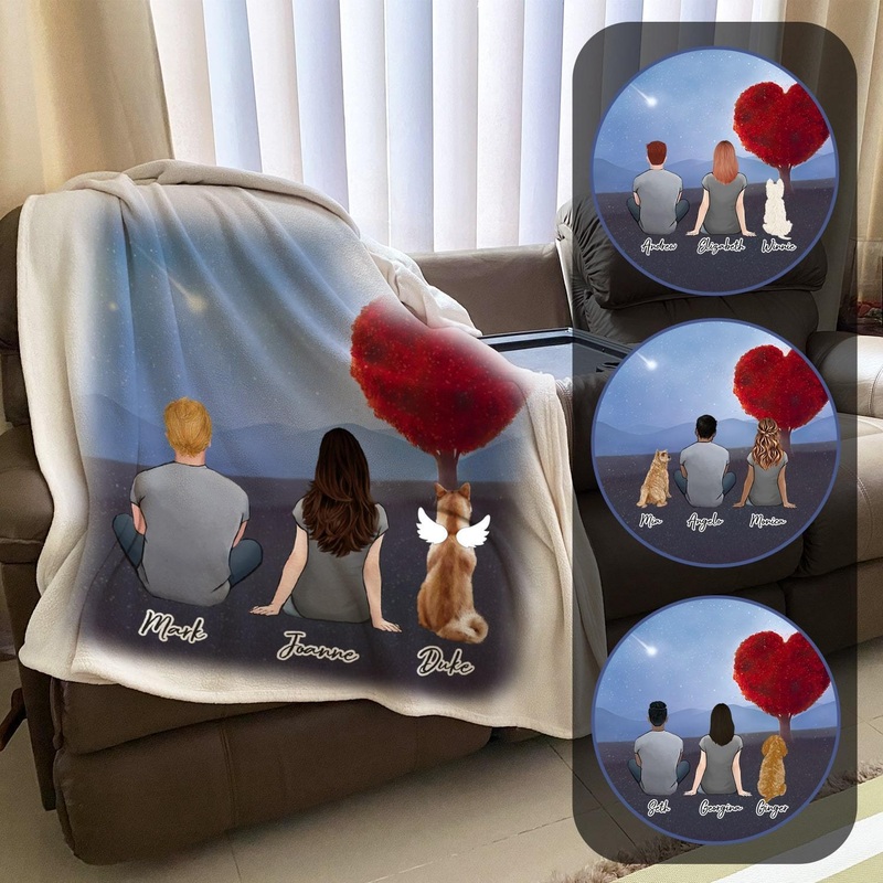 Heart Tree Personalized Pet & Owner Blanket – Custom Printed