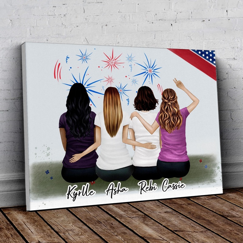July 4th Personalized Best Friend Wrapped Canvas