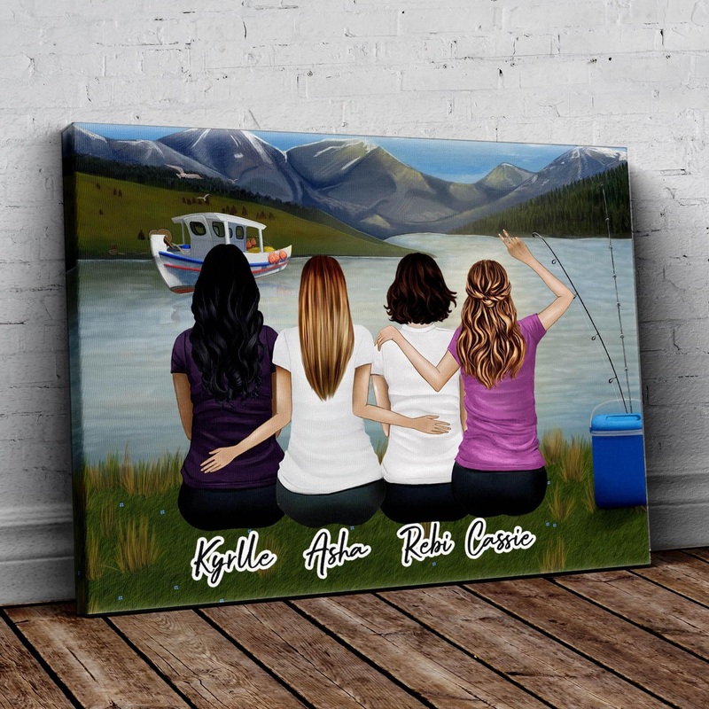 Lake & Mountain Personalized Best Friend Wrapped Canvas