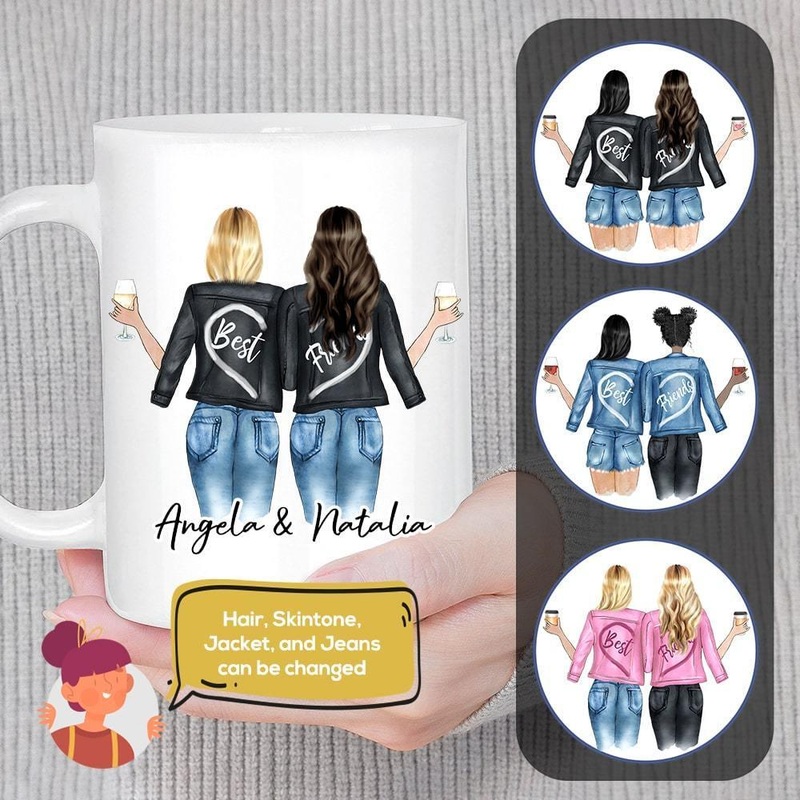Personalized Best Friend Or Sister With Jackets Coffee Mug