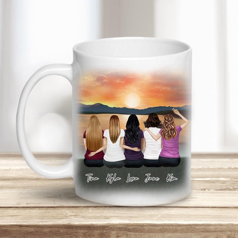 Sunset Personalized Best Friend (Or Sisters) Coffee Mug