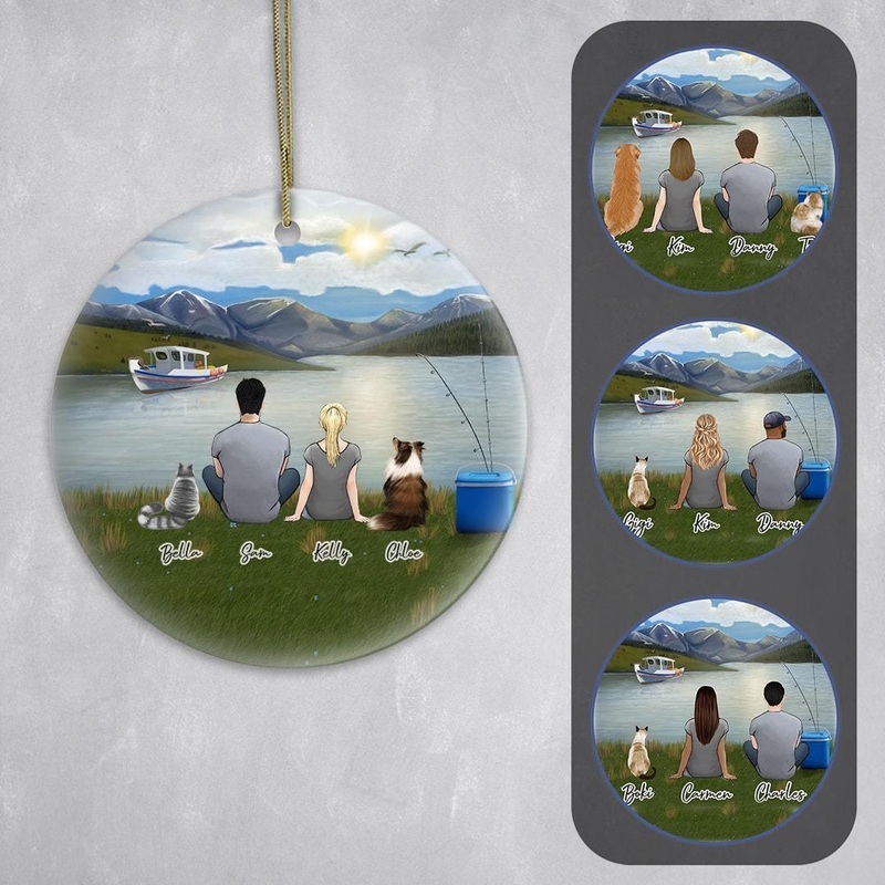 Fishing Circle Ornament – Personalized Pet & Owner