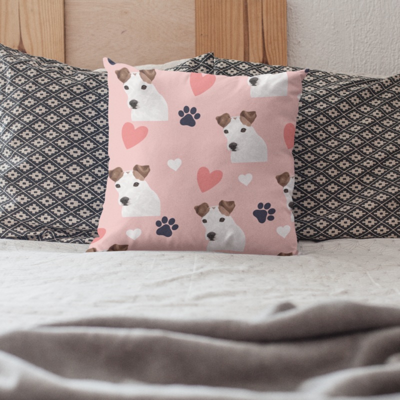 Personalized Pet Couch Pillow|Pink hearts & paws|Blue bones & paws|Single|Pattern
