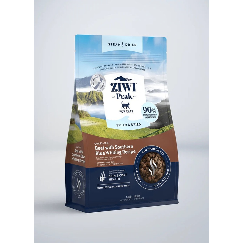 Beef with Southern Blue Whiting Recipe Steam Dried Cat Food, 1.8lbs