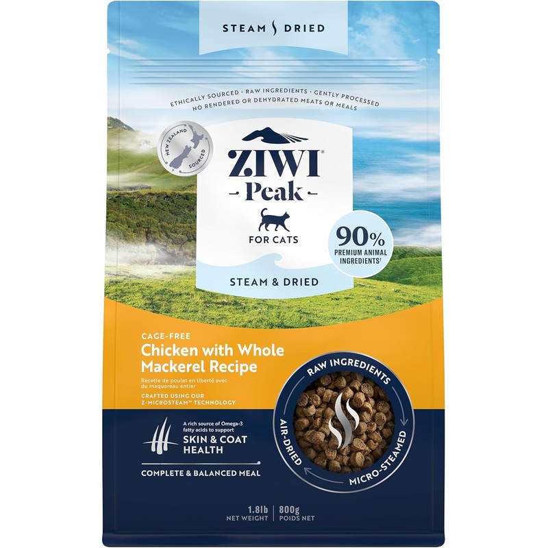 Chicken with Whole Mackerel Recipe Steam Dried Cat Food, 1.8lbs