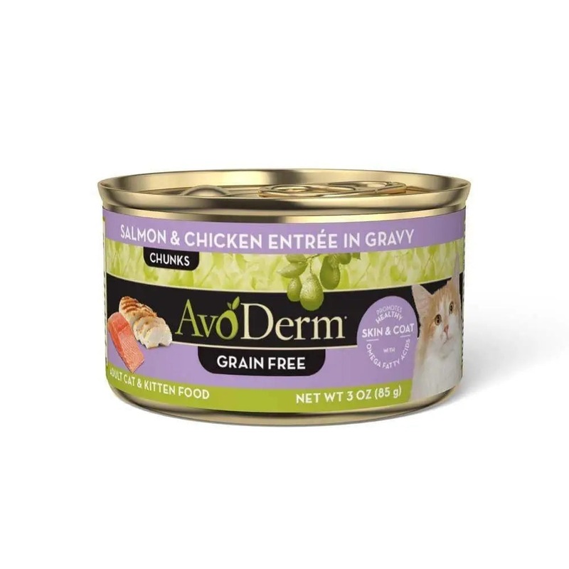 AvoDerm Grain Free Salmon & Chicken Entree in Gravy Canned Cat Food 24ea/3oz