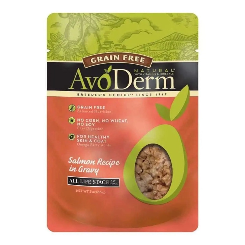 AvoDerm Grain Free Salmon Recipe in Gravy Cat Food Pouch 24ea/3oz
