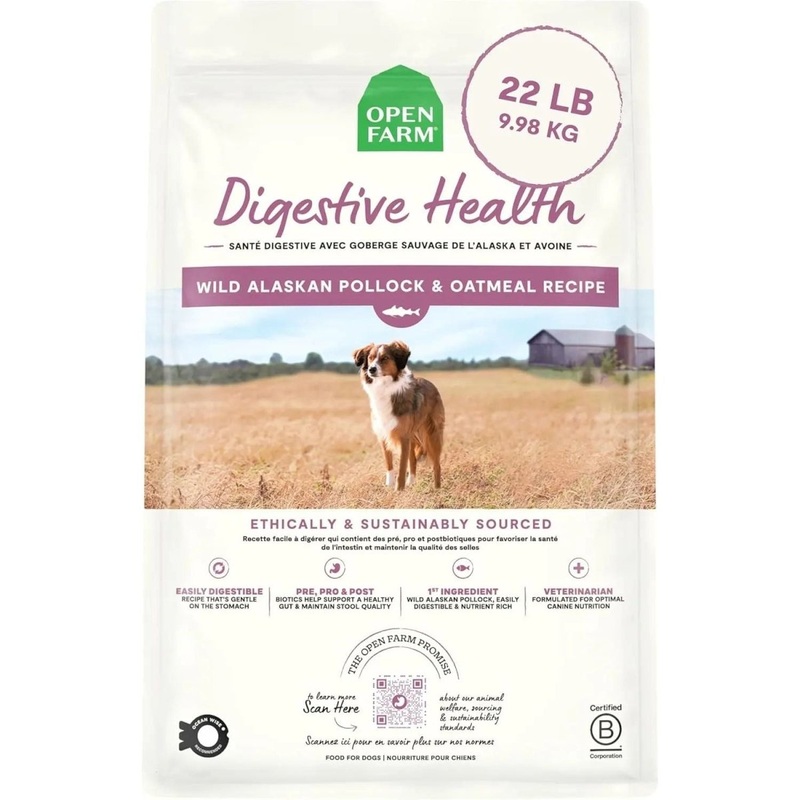 Open Farm Veterinarian Formulated Kibble Pollock & Oatmeal Digestive Health Dog Food