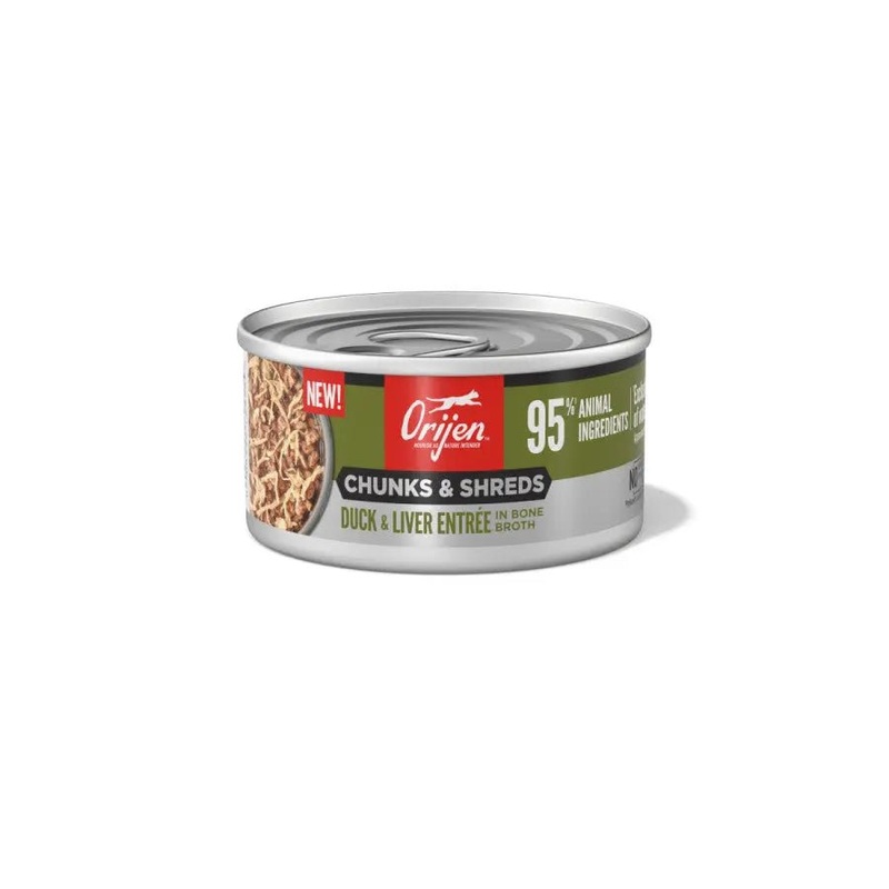 ORIJEN Duck & Liver Grain-Free Chunks in Gravy & Shreds Wet Cat Food
