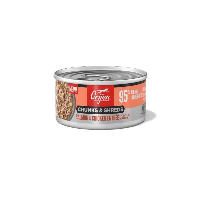 ORIJEN Salmon & Chicken Entree Grain-Free Chunks in Gravy & Shreds Wet Cat Food