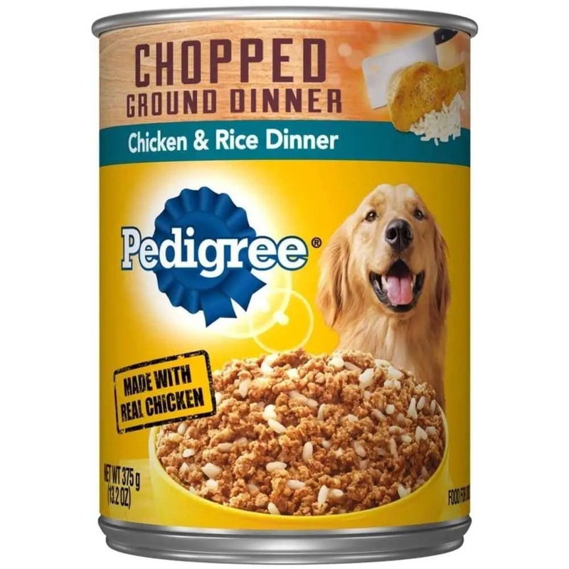 Pedigree Chopped Ground Dinner Chicken & Rice Canned Dog Food 13.2 oz, 12 pk
