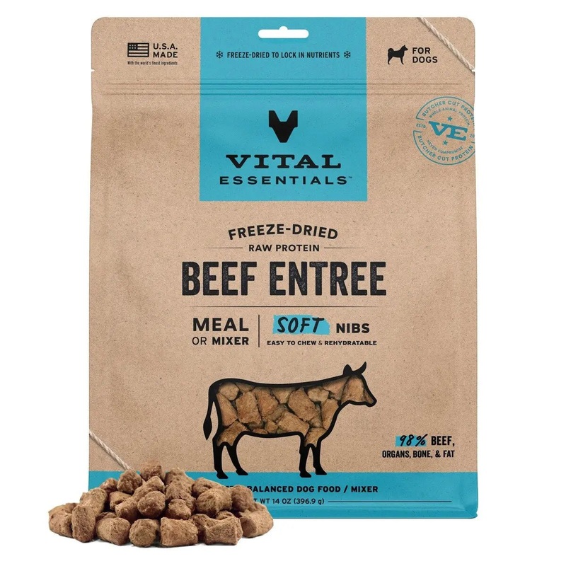 Vital Essentials Freeze-Dried Raw Entree & Mixer Dog Food Soft Nibs 14 oz