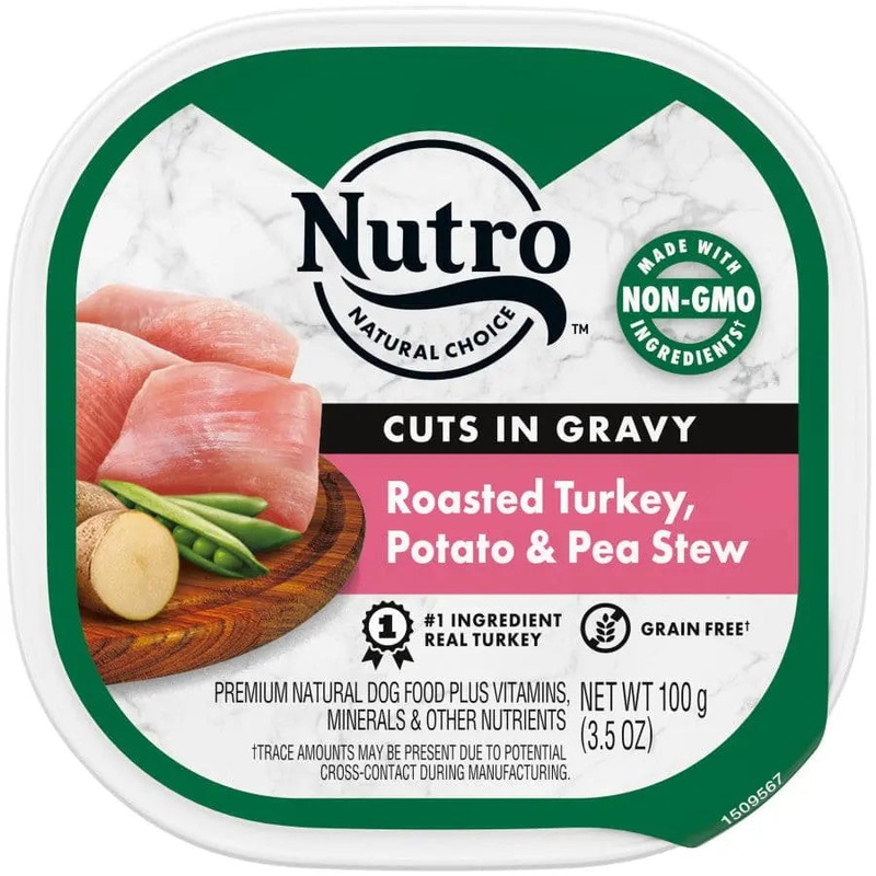 Nutro Products Grain Free Cuts in Gravy Adult Wet Dog Food Roasted Turkey, Potato & Pea Stew