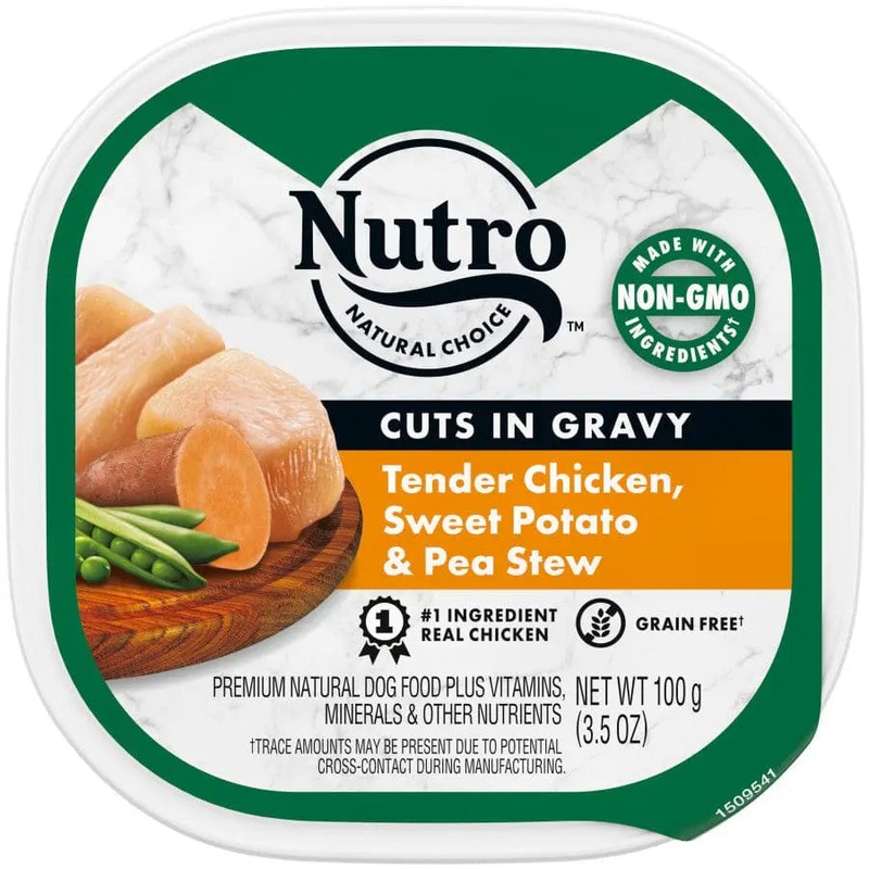 Nutro Products Grain Free Cuts in Gravy Adult Wet Dog Food Tender Chicken, Sweet Potato & Pea Stew
